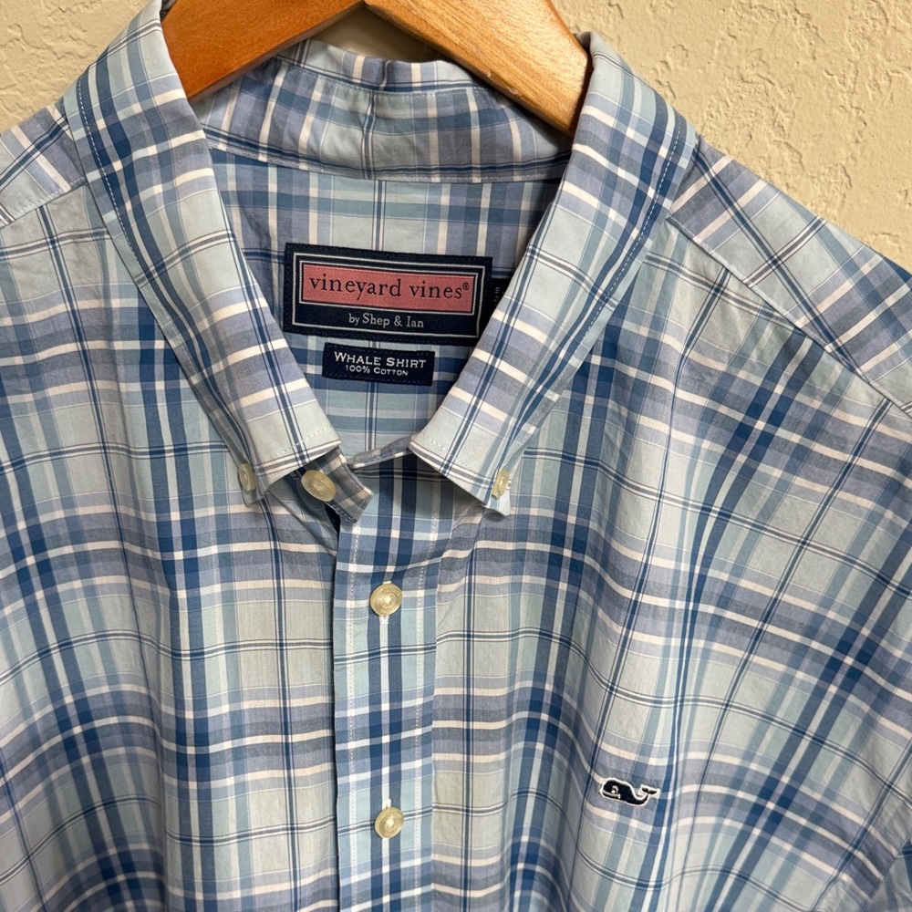Vineyard Vines Light Blue Plaid Button Down Shirt Size XL